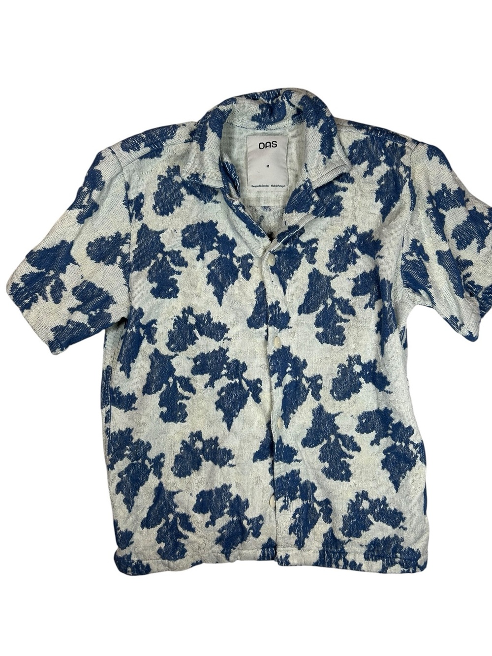 OAS Contraste Cuba Terry Towel Swim Shirt Button-Up Beach Men’s Medium EUC